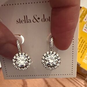 Stella & Dot Elina Drop Silver Halo Earrings